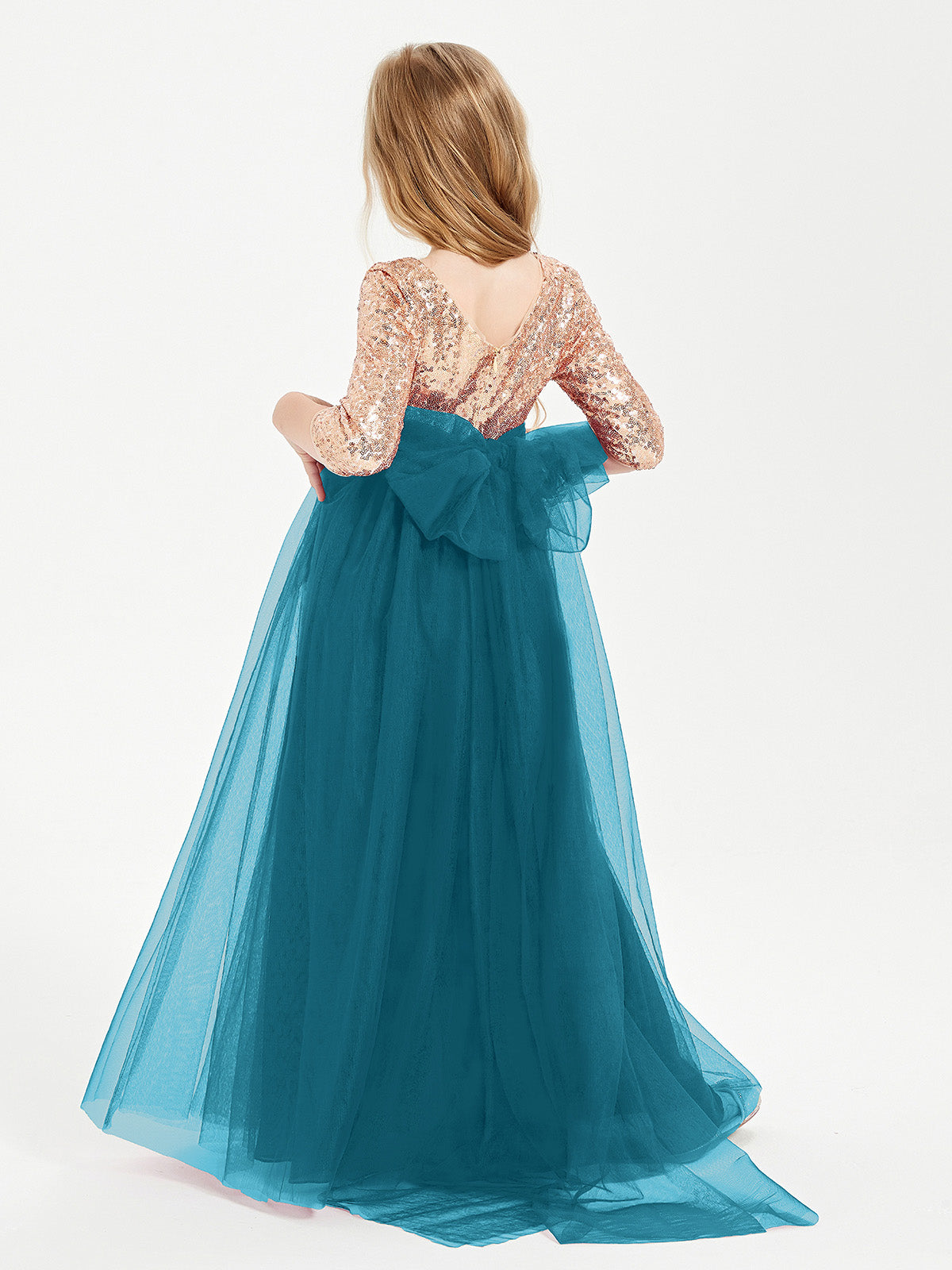 Sparkling Sequined Junior Bridesmaids Gown Ink Blue